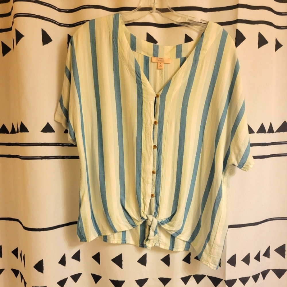 Como Vintage Striped Short Sleeve Shirt